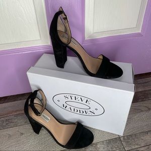 Steve Madden Carson Black Suede Block Heels